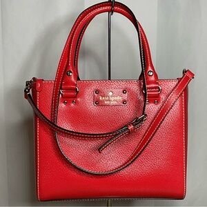 kate spade Red Wellesley Small Quinn Top Handle Crossbody Leather Bag - EUC